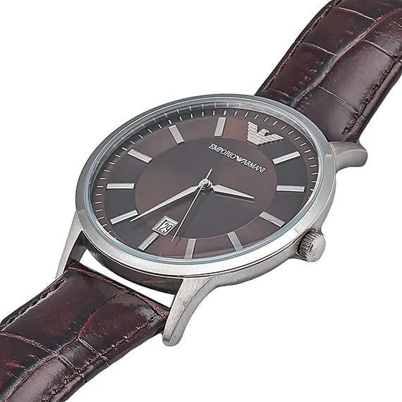 Emporio Armani Renato Classic Brown Dial Brown Leather Strap Watch For Men - AR2413 Buy Now By Emporio Armani