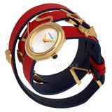 Versace V-Flare Quartz Silver Dial Red Leather Strap Watch for Women - VEBN00418 Buy Now By Versace