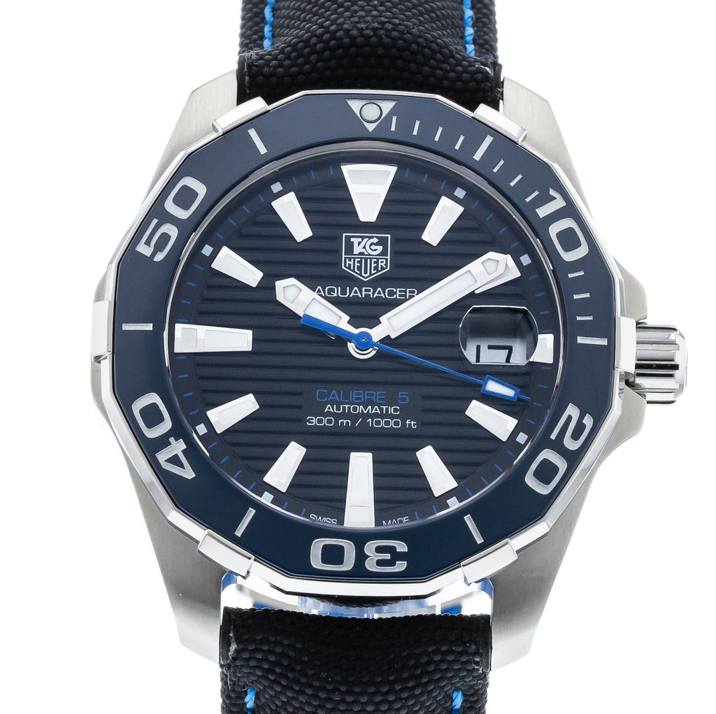 Tag Heuer Aquaracer Calibre 5 Automatic Black Dial Black Nylon Strap Watch for Men - WAY211B.FC6363 Buy Now By Tag Heuer