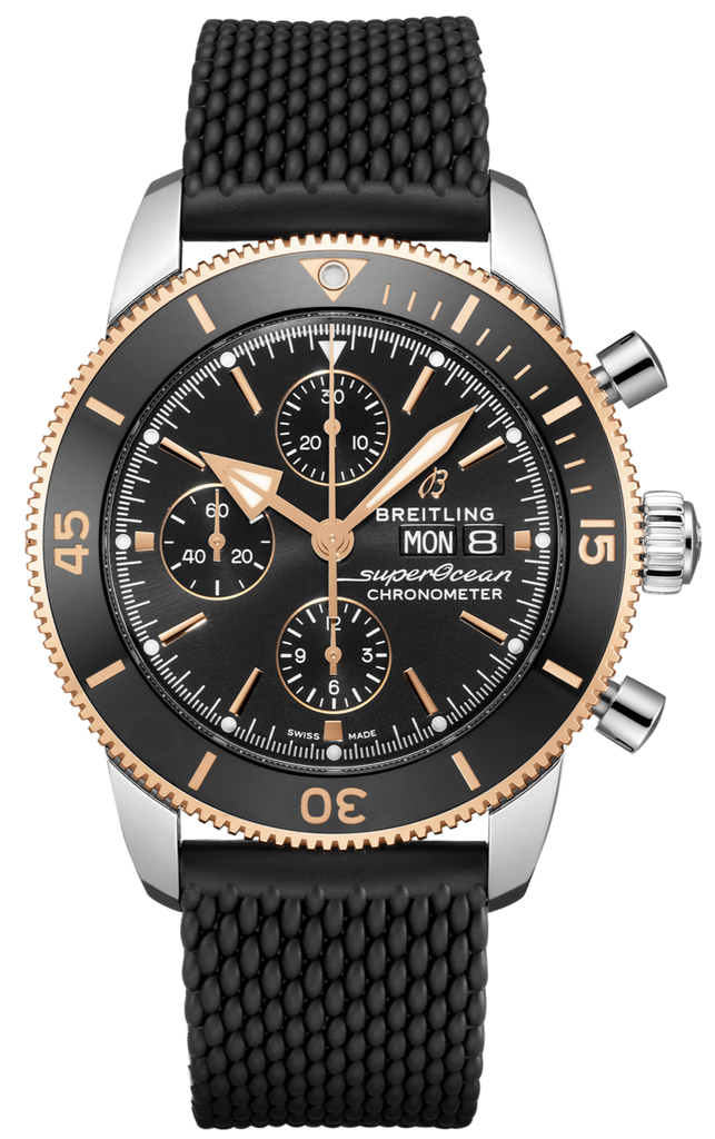 Breitling Superocean Heritage Chronograph 44 Black Dial Black Mesh Bracelet Watch for Men - U13313121B1S1 Buy Now By Breitling