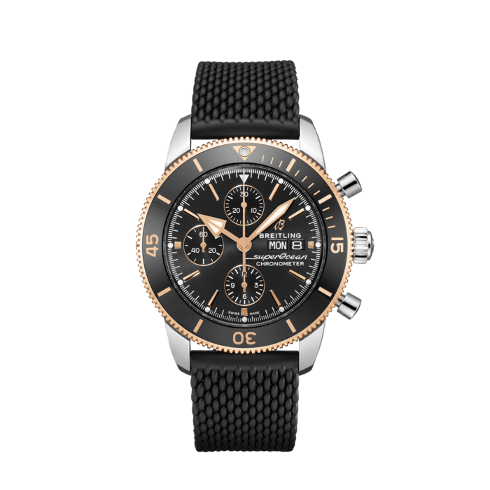Breitling Superocean Heritage Chronograph 44 Black Dial Black Mesh Bracelet Watch for Men - U13313121B1S1 Buy Now By Breitling