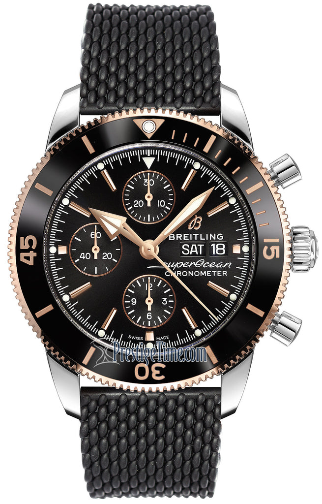 Breitling Superocean Heritage Chronograph 44 Black Dial Black Mesh Bracelet Watch for Men - U13313121B1S1 Buy Now By Breitling
