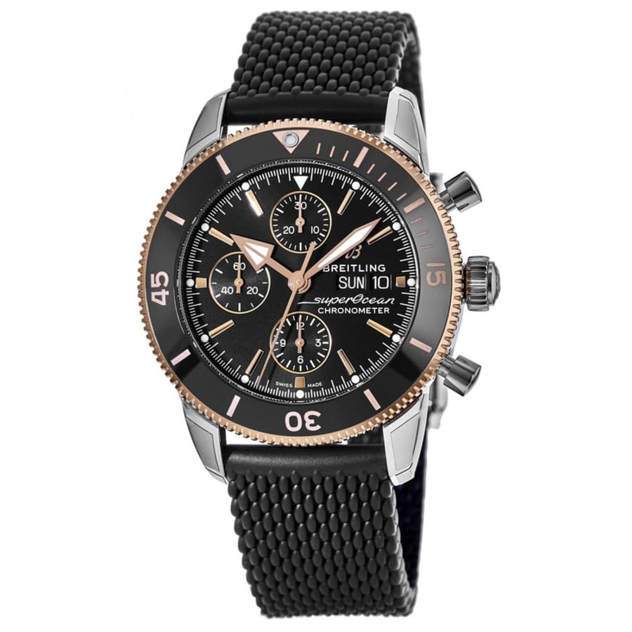 Breitling Superocean Heritage Chronograph 44 Black Dial Black Mesh Bracelet Watch for Men - U13313121B1S1 Buy Now By Breitling