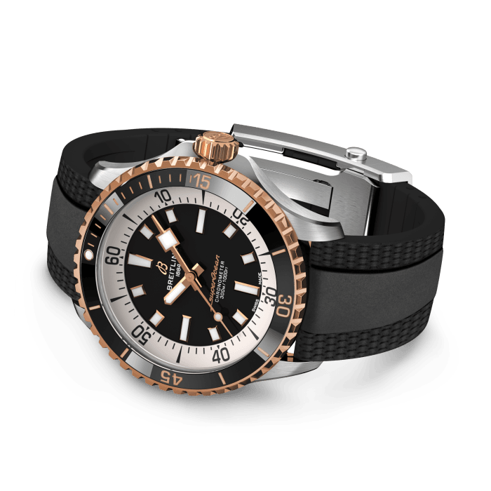 Breitling Superocean Automatic 42mm 18K Red Gold & Black Dial Black Rubber Strap Watch for Men - U17375211B1S1 Buy Now By Breitling