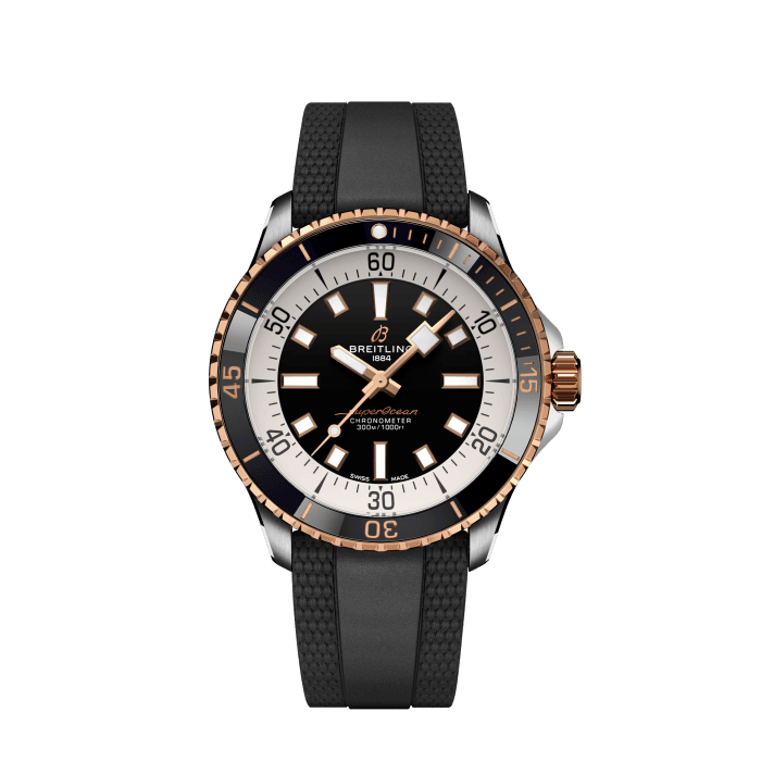 Breitling Superocean Automatic 42mm 18K Red Gold & Black Dial Black Rubber Strap Watch for Men - U17375211B1S1 Buy Now By Breitling