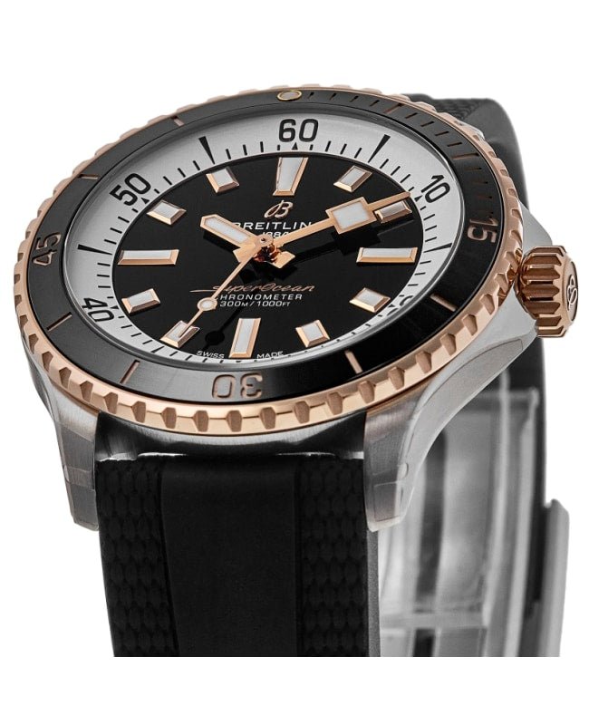 Breitling Superocean Automatic 42mm 18K Red Gold & Black Dial Black Rubber Strap Watch for Men - U17375211B1S1 Buy Now By Breitling