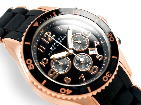 Marc Jacobs Rock Chronograph Black Dial Black Silicone Strap Watch for Women - MBM2553 Buy Now By Marc Jacobs