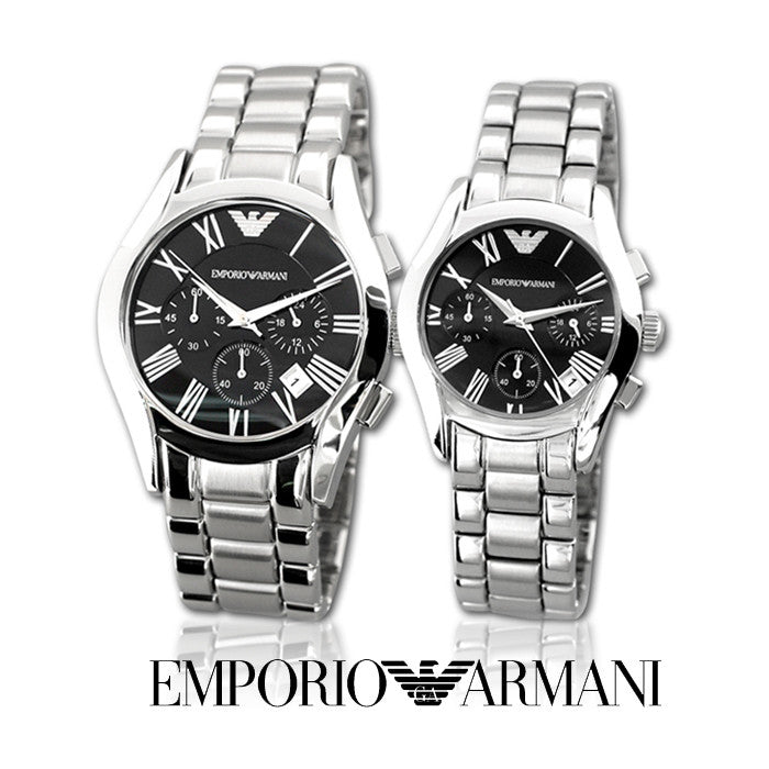 Emporio Armani Velente Chronograph Black Dial Silver Steel Strap Watch For Women - AR0674 Buy Now By Emporio Armani