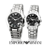 Emporio Armani Velente Chronograph Black Dial Silver Steel Strap Watch For Women - AR0674 Buy Now By Emporio Armani