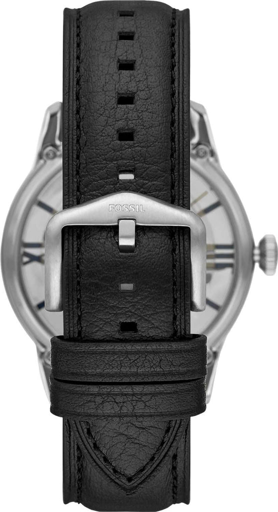 Fossil Townsman Automatic Skeleton Blue Dial Black Leather Strap Watch for Men - ME3200 Buy Now By Fossil