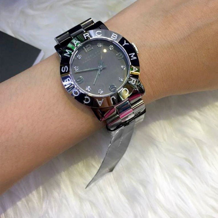 Marc Jacobs Amy Grey Dial Grey Steel Strap Watch for Women - MBM3196 Buy Now By Marc Jacobs