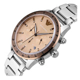 Emporio Armani Mario Chronograph Beige Dial Silver Steel Strap Watch For Men - AR11352 Buy Now By Emporio Armani