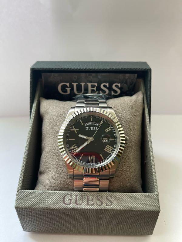Guess Connoisseur Black Dial Silver Steel Strap Watch for Men - GW0265G1 Buy Now By Guess