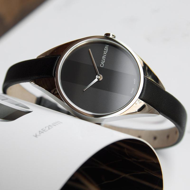 Calvin Klein Rebel Black Grey Dial Black Leather Strap Watch for Women - K8P231C1 Buy Now By Calvin Klein