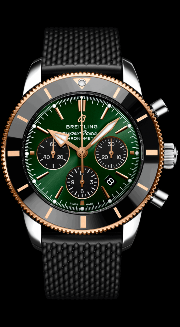 Breitling Superocean Heritage B01 Chronograph 44 Limited Edition Green Dial Black Mesh Bracelet Watch for Women - UB01622A1L1S1 Buy Now By Breitling