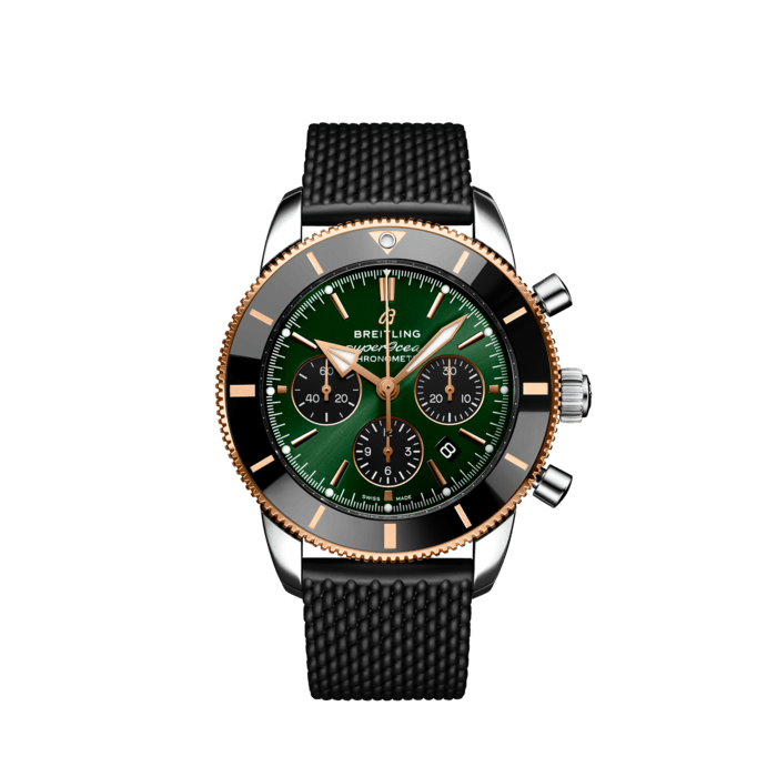 Breitling Superocean Heritage B01 Chronograph 44 Limited Edition Green Dial Black Mesh Bracelet Watch for Women - UB01622A1L1S1 Buy Now By Breitling
