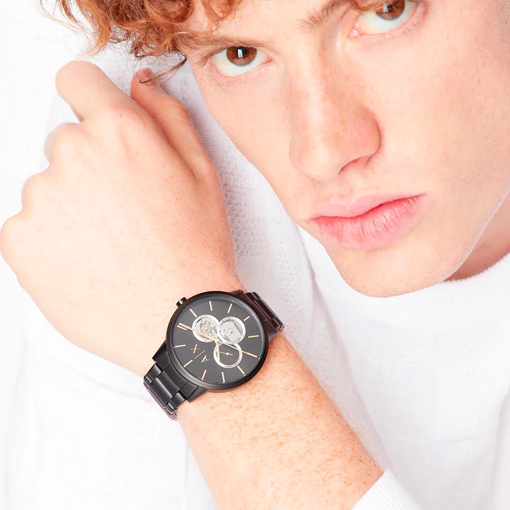 Armani Exchange Cayde Chronograph Black Dial Black Steel Strap Watch for Men - AX2748 Buy Now By Armani Exchange