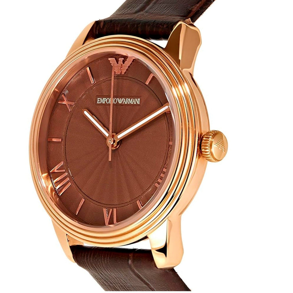 Emporio Armani Classic Quartz Brown Dial Brown Leather Strap Watch For Men - AR1613 Buy Now By Emporio Armani