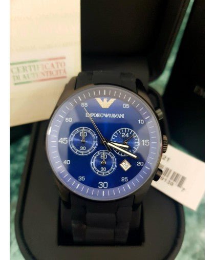 Emporio Armani Sportivo Chronograph Blue Dial Black Strap Watch For Men - AR5921 Buy Now By Emporio Armani