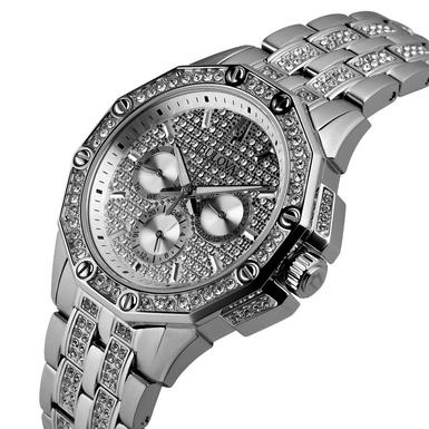 Bulova Crystal Collection Pave Silver Dial with Crystals Silver Steel Strap Watch for Men - 96C134 Buy Now By Bulova