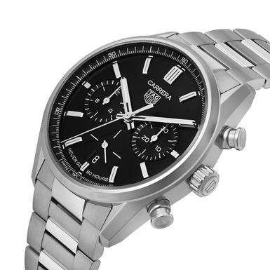 Tag Heuer Carrera Chronograph Black Dial Silver Steel Strap Watch for Men - CBN2010.BA0642 Buy Now By Tag Heuer