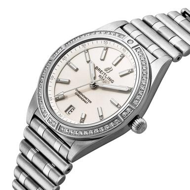 Breitling Chronomat Automatic 36 Diamonds White Dial Silver Steel Strap Watch for Women - A10380591A1A1 Buy Now By Breitling