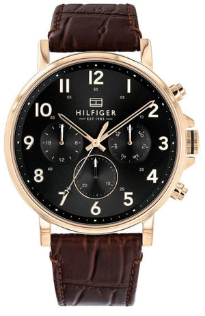 Tommy Hilfiger Daniel Black Dial Brown Leather Strap Watch for Men - 1710379 Buy Now By Tommy Hilfiger