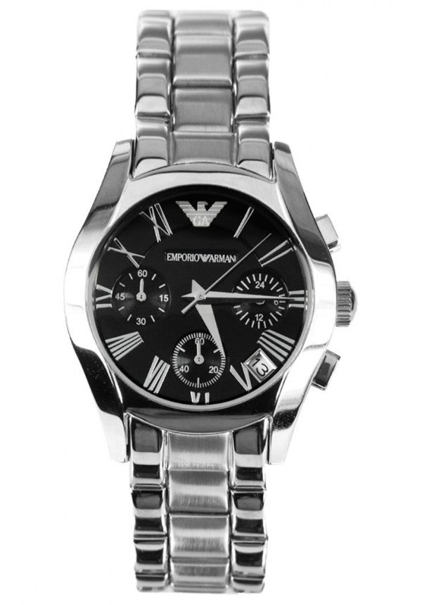 Emporio Armani Velente Chronograph Black Dial Silver Steel Strap Watch For Women - AR0674 Buy Now By Emporio Armani