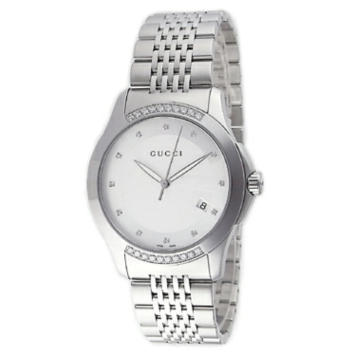 Gucci G Timeless Diamonds Silver Dial Silver Steel Strap Watch For Men - YA126407 Buy Now By Gucci
