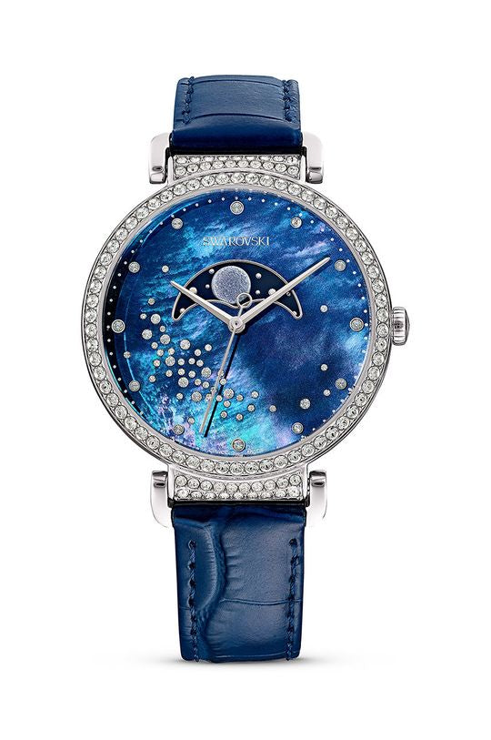 Swarovski Passage Moon Phase Blue Dial Blue Leather Strap Watch for Women - 5613320 Buy Now By Swarovski