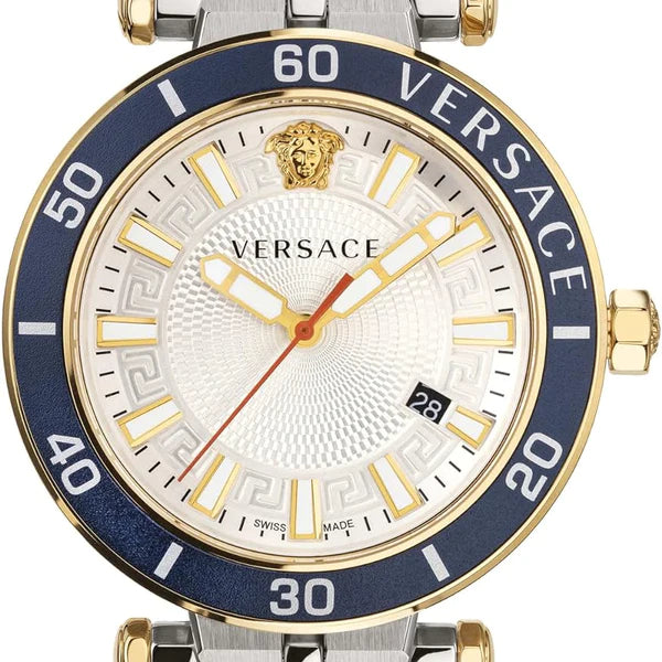 Versace Greca Sport Quartz White Dial Two Tone Steel Strap Watch For Men - VEZ300521 Buy Now By Versace