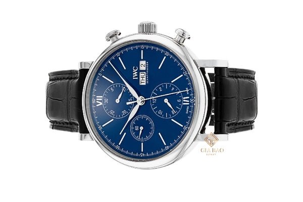 IWC Portofino Chronograph Blue Dial Black Leather Strap Watch for Men - IW391023 Buy Now By IWC