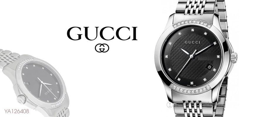 Gucci G Timeless Diamonds Black Dial Silver Steel Strap Watch For Women - YA126408 Buy Now By Gucci