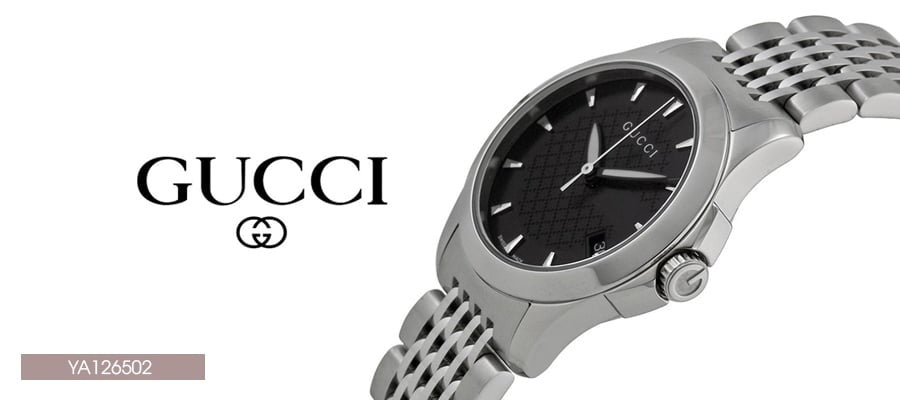 Gucci G Timeless Black Dial Silver Steel Strap Watch For Women - YA126502 Buy Now By Gucci