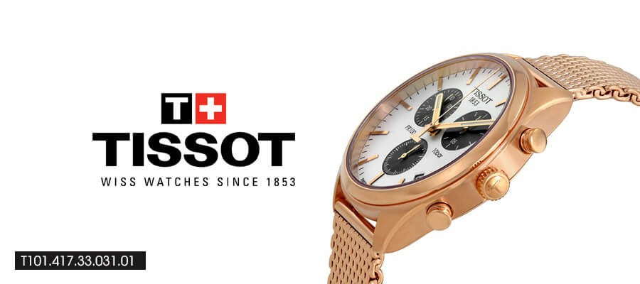 Tissot T Classic PR 100 Chronograph Silver Dial Rose Gold Mesh Bracelet Watch For Men - T101.417.33.031.01 Buy Now By Tissot