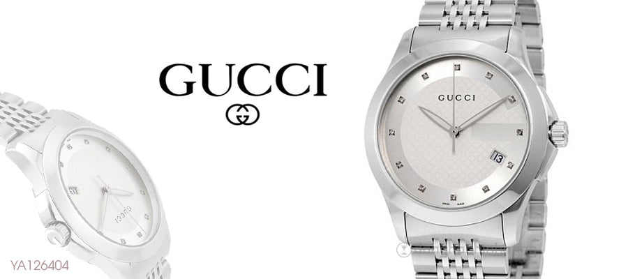 Gucci G Timeless Diamonds Silver Dial Silver Steel Strap Watch For Men - YA126404 Buy Now By Gucci