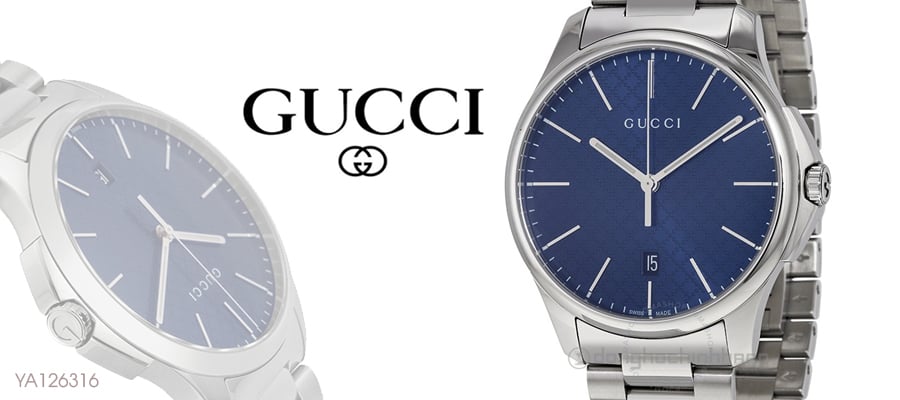 Gucci G Timeless Blue Dial Silver Steel Strap Watch For Men - YA126316 Buy Now By Gucci