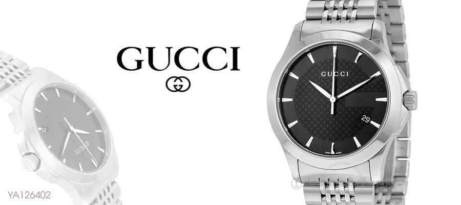 Gucci G Timeless Black Dial Silver Steel Strap Watch For Men - YA126402 Buy Now By Gucci