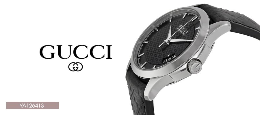 Gucci G Timeless Quartz Black Dial Black Leather Strap Watch for Men - YA126413 Buy Now By Gucci
