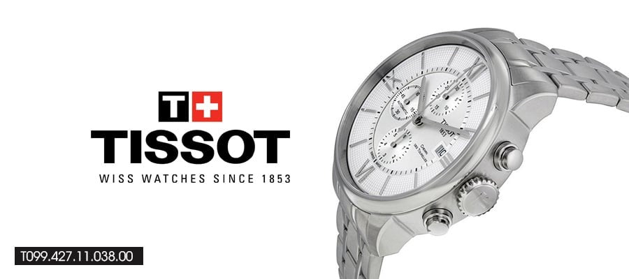 Tissot Chemin des Tourelles Automatic Chronograph White Dial Silver Steel Strap Watch for Men - T099.427.11.038.00 Buy Now By Tissot