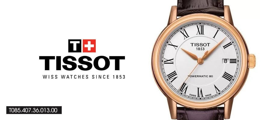 Tissot T Classic Carson Powermatic 80 White Dial Brown Leather Strap Watch for Men - T085.407.36.013.00 Buy Now By Tissot