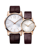Calvin Klein City White & Gold Dial Brown Leather Strap Watch For Women - K2G23620 Buy Now By Calvin Klein