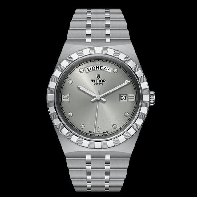 Tudor Royal Day Date Diamonds Automatic Silver Dial Silver Steel Strap Watch for Men - M28600-0002 Buy Now By Tudor