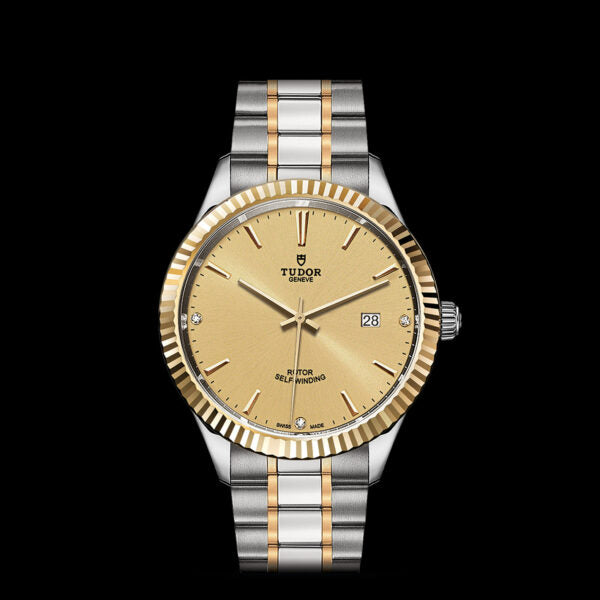 Tudor Style Automatic Diamonds Gold Dial Two Tone Steel Strap Watch for Men - M12713-0007 Buy Now By Tudor
