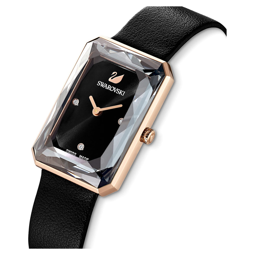 Swarovski Uptown Black Dial Black Leather Strap Watch for Women - 5547710 Buy Now By Swarovski