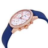 Guess Solar White Rose Gold Dial Blue Rubber Strap Watch For Women - W1135L3 Buy Now By Guess