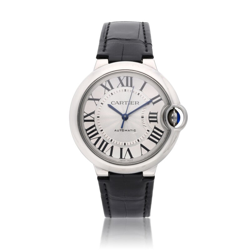 Cartier Ballon Bleu De Cartier Silver Dial Black Leather Strap Watch for Women - WSBB0028 Buy Now By Cartier