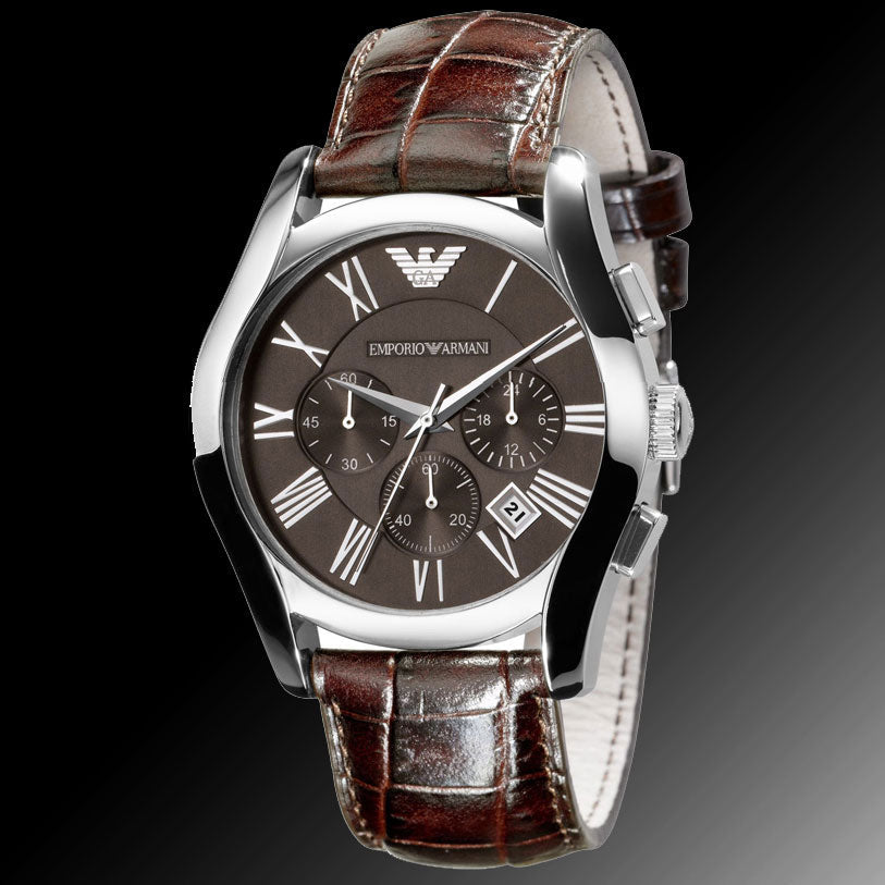 Emporio Armani Valente Chronograph Brown Dial Brown Leather Strap Watch For Men - AR0671 Buy Now By Emporio Armani