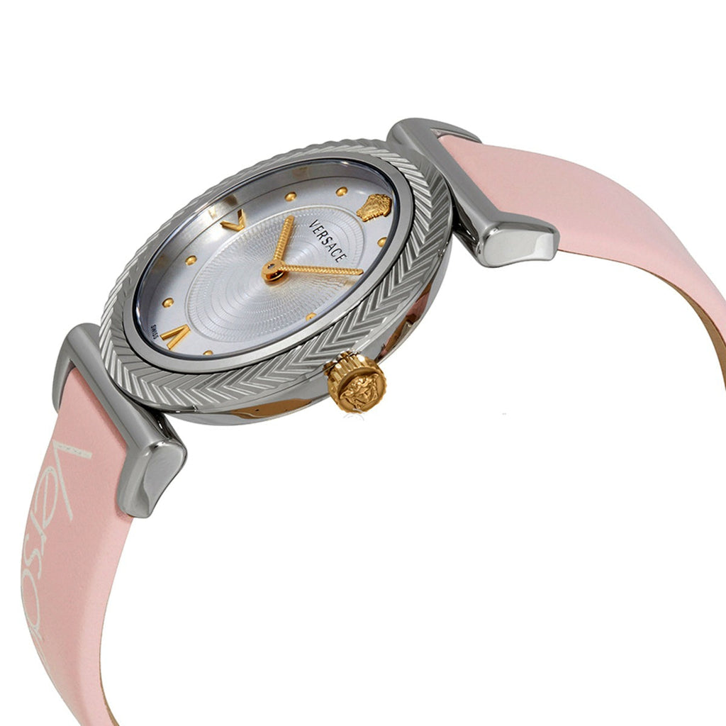 Versace V-Motif Silver Dial Pink Leather Strap Watch for Women - VERE00118 Buy Now By Versace