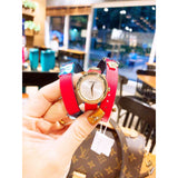 Versace V-Flare Quartz Silver Dial Red Leather Strap Watch for Women - VEBN00418 Buy Now By Versace